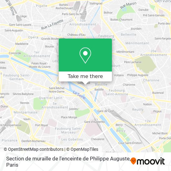 Section de muraille de l'enceinte de Philippe Auguste map