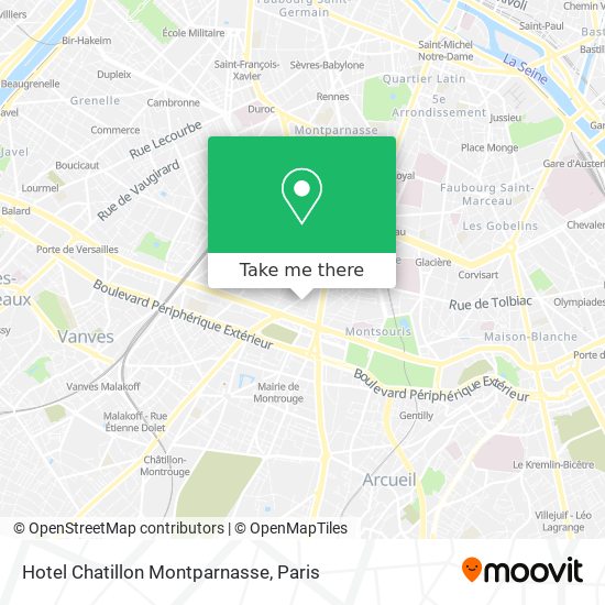 Mapa Hotel Chatillon Montparnasse