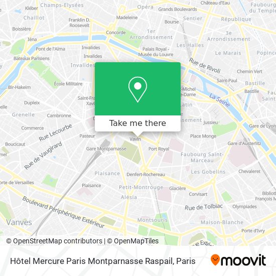 Hôtel Mercure Paris Montparnasse Raspail map