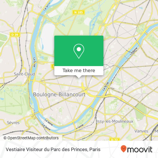 Vestiaire Visiteur du Parc des Princes map