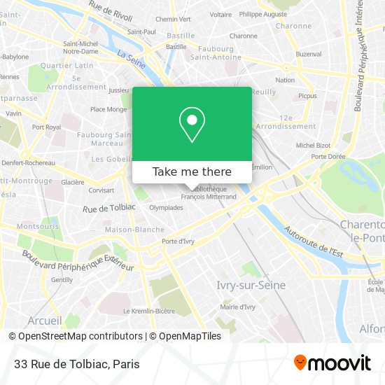Mapa 33 Rue de Tolbiac