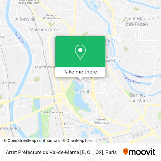 Mapa Arrêt Préfecture du Val-de-Marne [B, O1, O2]