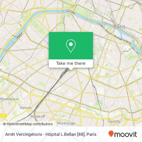 Arrêt Vercingétorix - Hôpital L.Bellan [88] map
