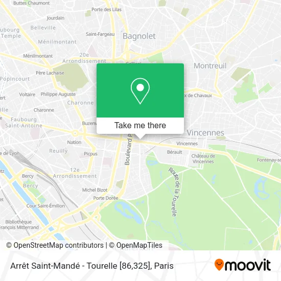 Arrêt Saint-Mandé - Tourelle [86,325] map