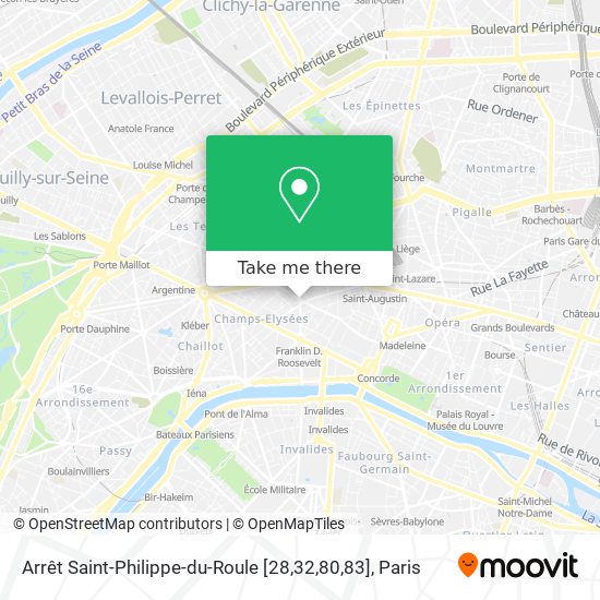 Arrêt Saint-Philippe-du-Roule [28,32,80,83] map