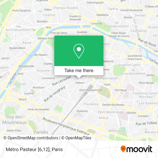 Métro Pasteur [6,12] map