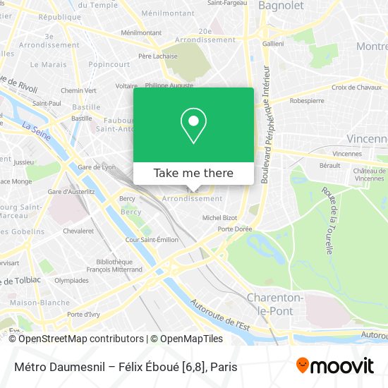 Mapa Métro Daumesnil – Félix Éboué [6,8]