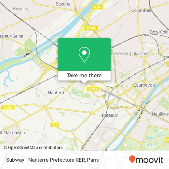 Subway - Nanterre Prefecture RER map