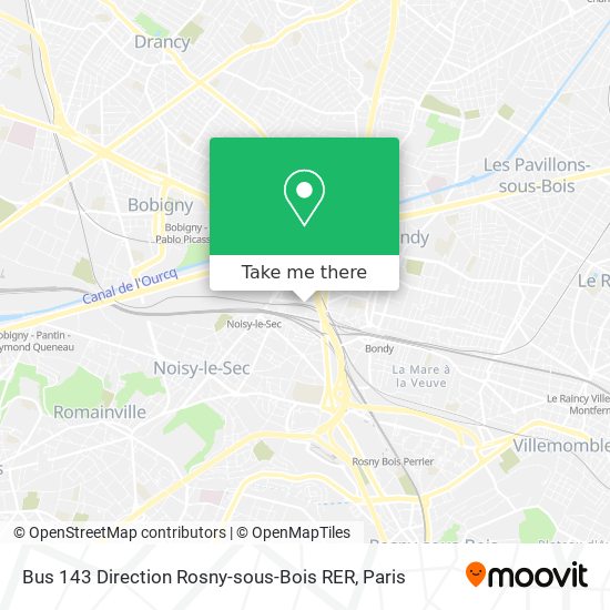 Bus 143 Direction Rosny-sous-Bois RER map