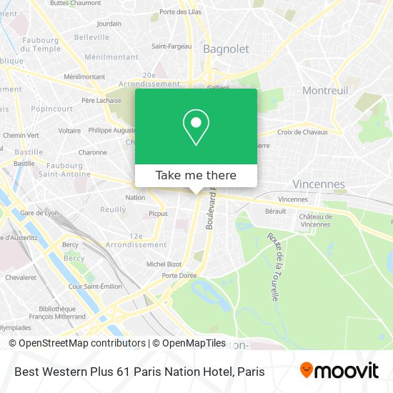 Mapa Best Western Plus 61 Paris Nation Hotel