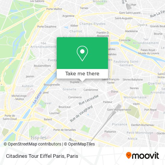 Citadines Tour Eiffel Paris map