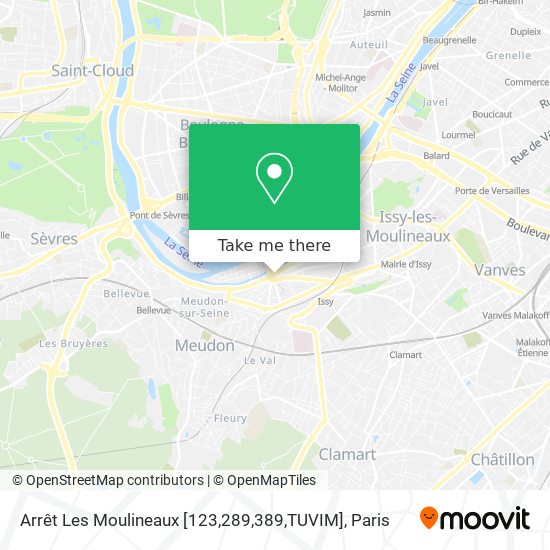 Mapa Arrêt Les Moulineaux [123,289,389,TUVIM]