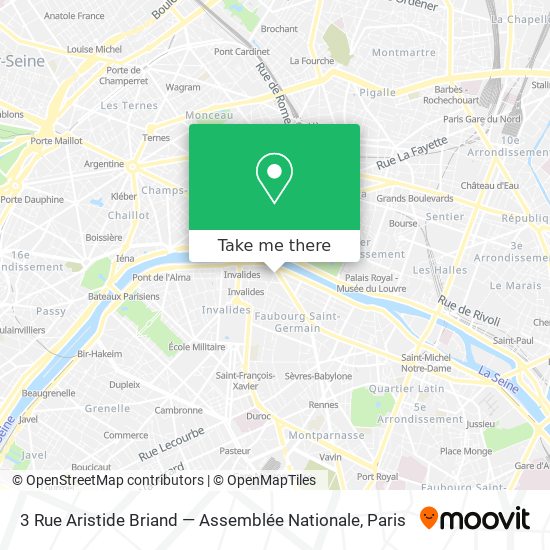 Mapa 3 Rue Aristide Briand — Assemblée Nationale