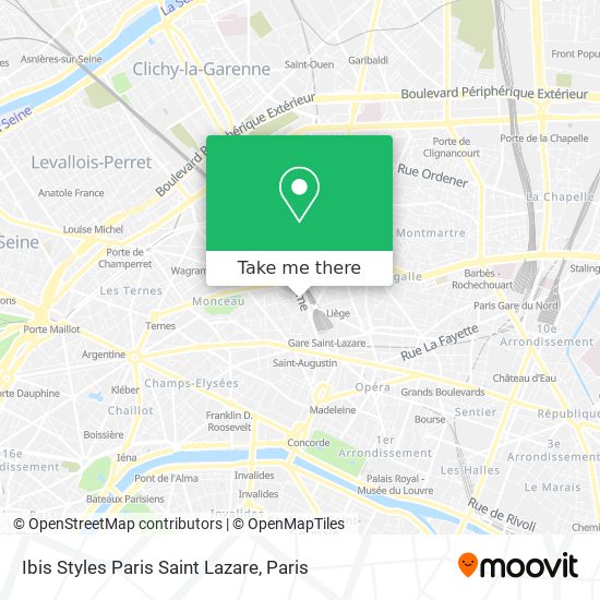 Mapa Ibis Styles Paris Saint Lazare