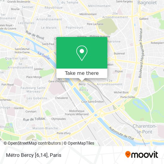 Métro Bercy [6,14] map
