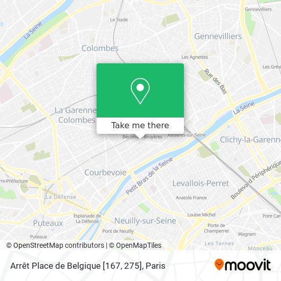 Mapa Arrêt Place de Belgique [167, 275]