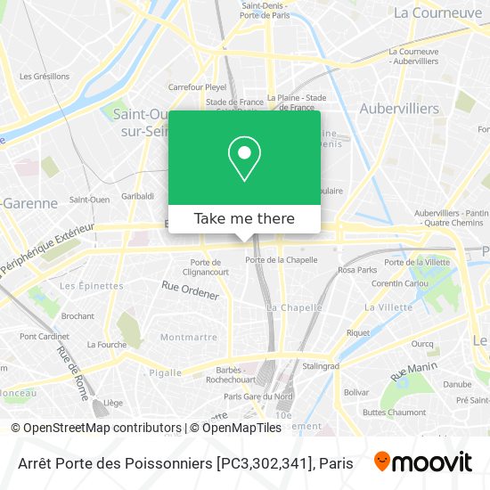 Arrêt Porte des Poissonniers [PC3,302,341] map