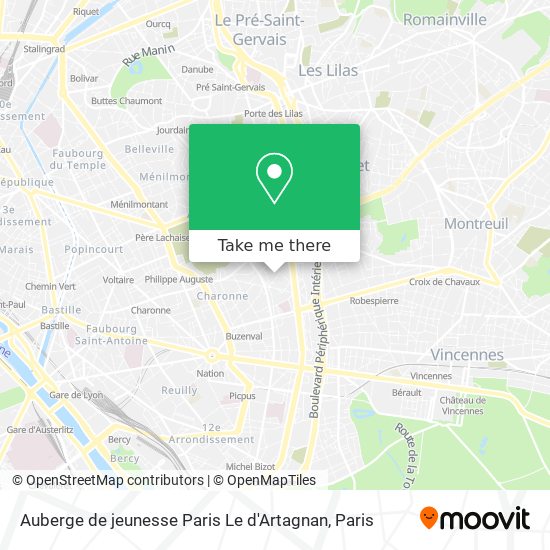 Mapa Auberge de jeunesse Paris Le d'Artagnan