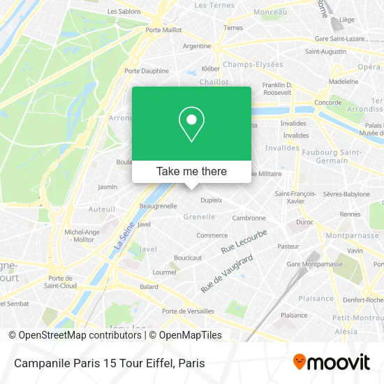 Campanile Paris 15 Tour Eiffel map