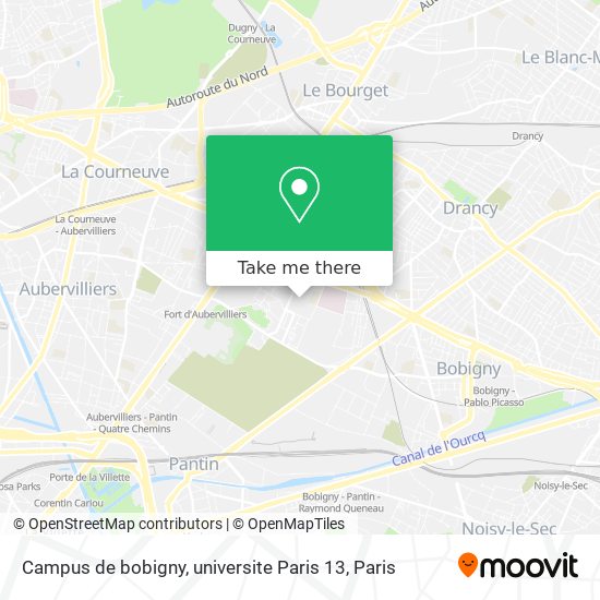 Mapa Campus de bobigny, universite Paris 13