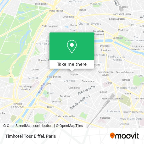 Mapa Timhotel Tour Eiffel