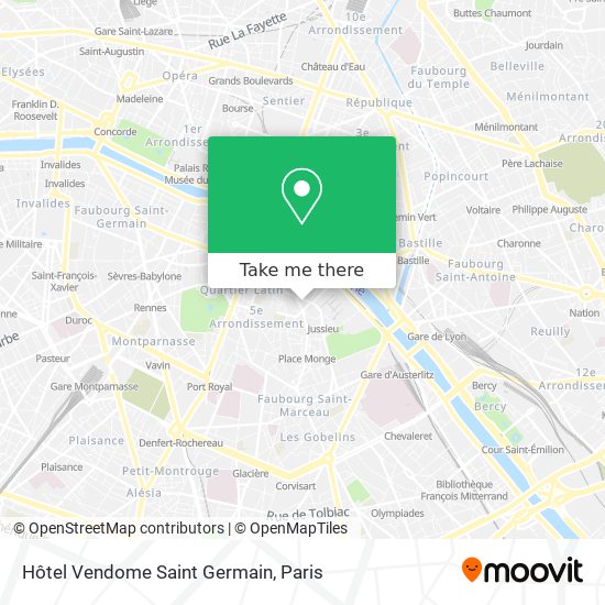 Hôtel Vendome Saint Germain map
