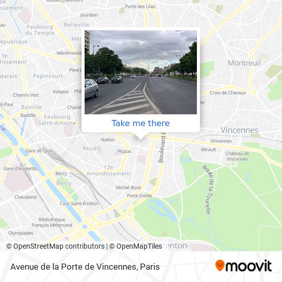 Mapa Avenue de la Porte de Vincennes