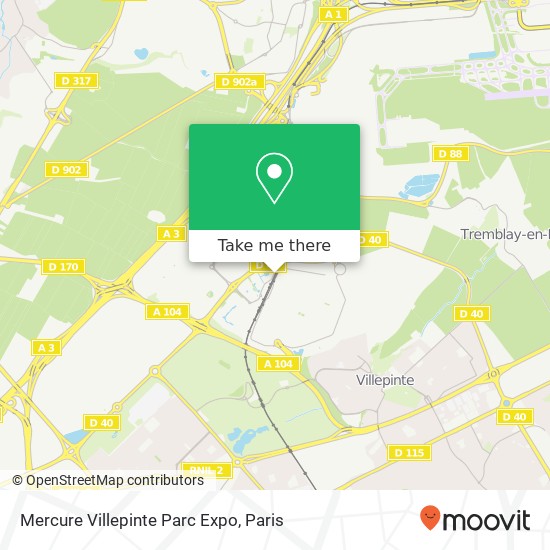 Mapa Mercure Villepinte Parc Expo