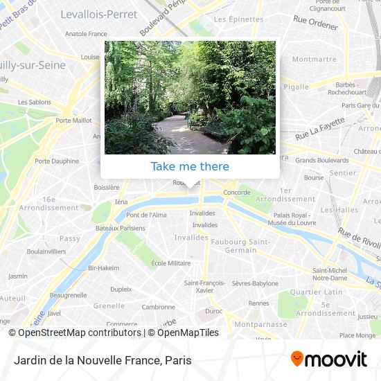 Jardin de la Nouvelle France map