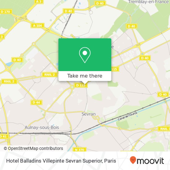 Mapa Hotel Balladins Villepinte Sevran Superior
