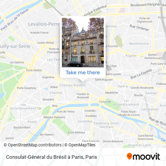 Mapa Consulat-Général du Brésil à Paris