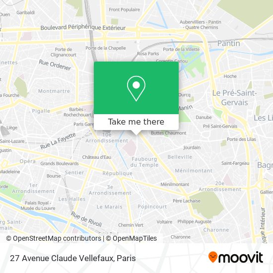 Mapa 27 Avenue Claude Vellefaux