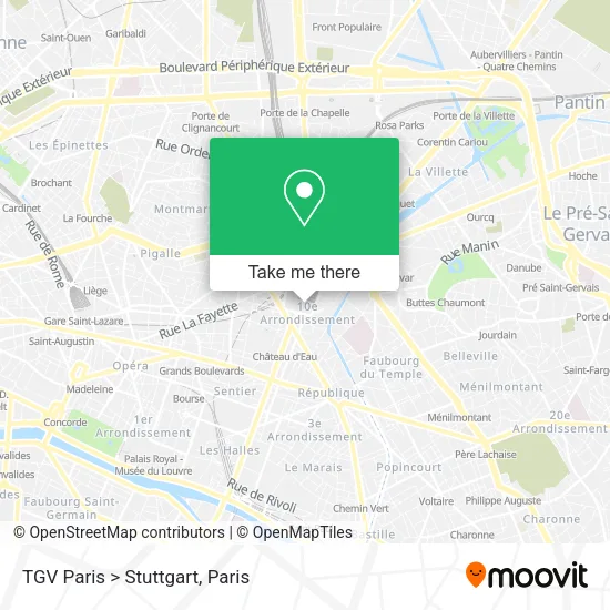 TGV Paris > Stuttgart map