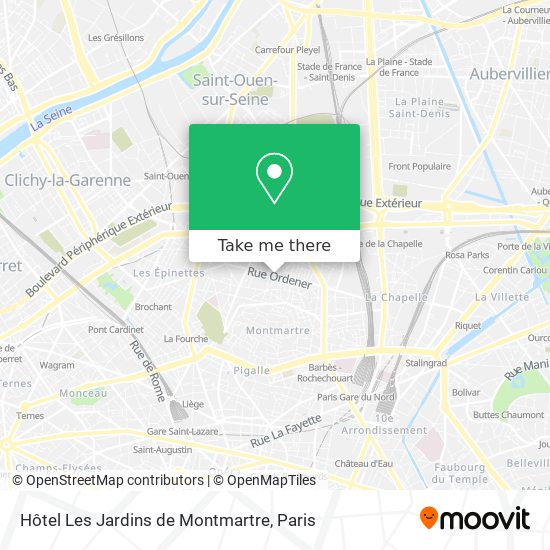 Mapa Hôtel Les Jardins de Montmartre