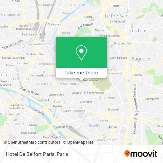 Hotel De Belfort Paris map