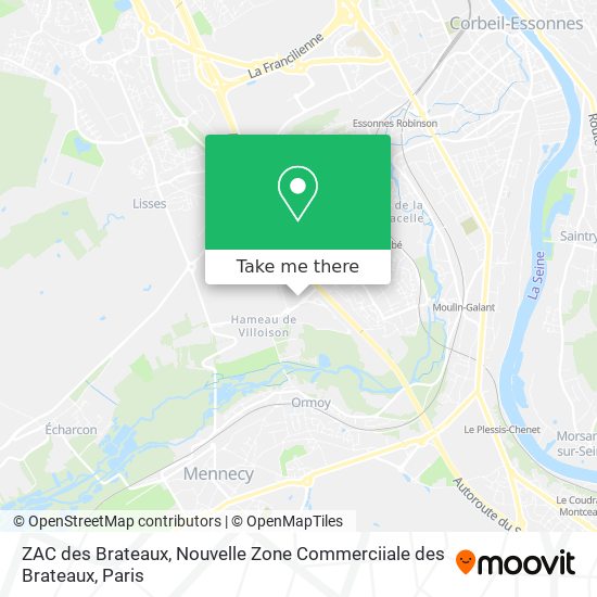 Mapa ZAC des Brateaux, Nouvelle Zone Commerciiale des Brateaux