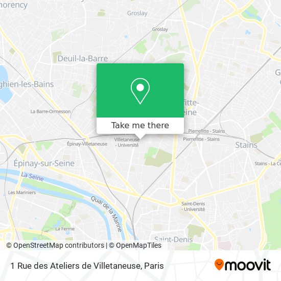 Mapa 1 Rue des Ateliers de Villetaneuse