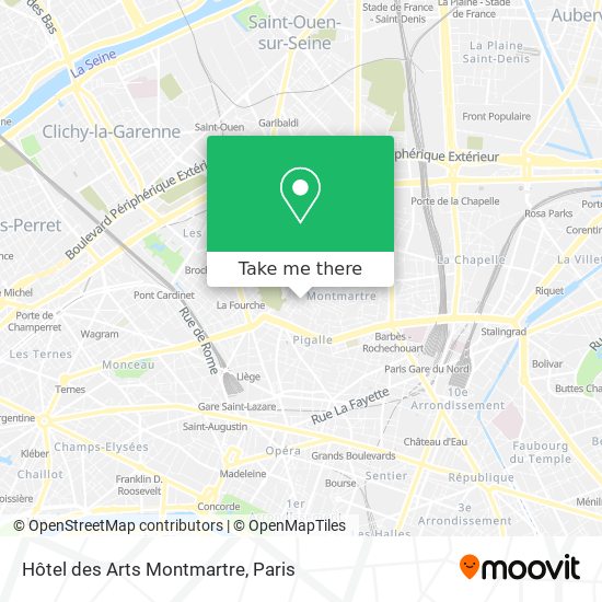 Mapa Hôtel des Arts Montmartre