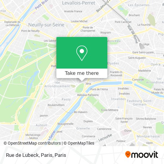 Mapa Rue de Lubeck, Paris