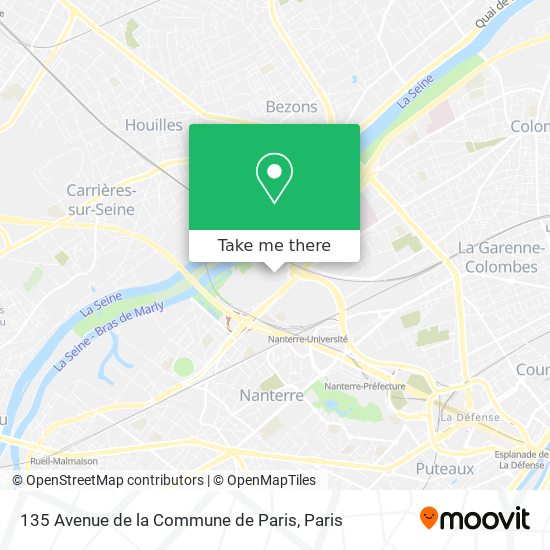 Mapa 135 Avenue de la Commune de Paris