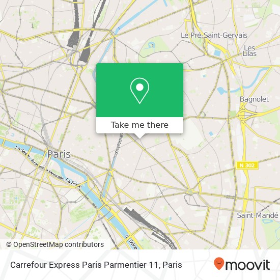 Mapa Carrefour Express Paris Parmentier 11