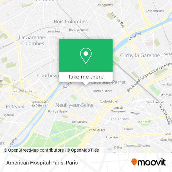 American Hospital Paris map