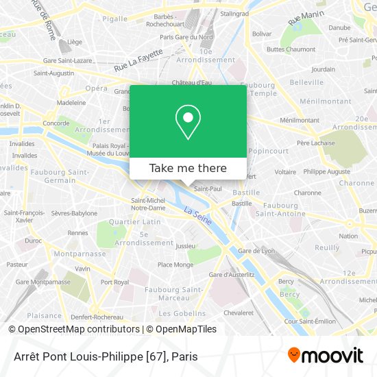 Arrêt Pont Louis-Philippe [67] map