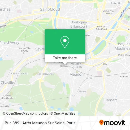 Mapa Bus 389 - Arrêt Meudon Sur Seine