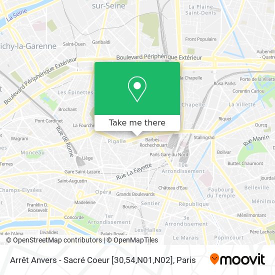 Arrêt Anvers - Sacré Coeur [30,54,N01,N02] map