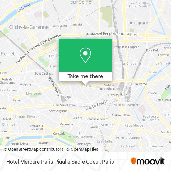 Mapa Hotel Mercure Paris Pigalle Sacre Coeur