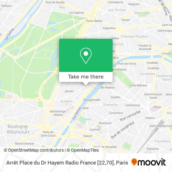 Mapa Arrêt Place du Dr Hayem Radio France [22,70]