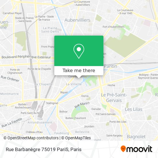 Mapa Rue Barbanègre 75019 PariS