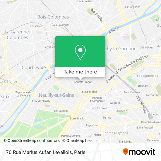 Mapa 70 Rue Marius Aufan Levallois