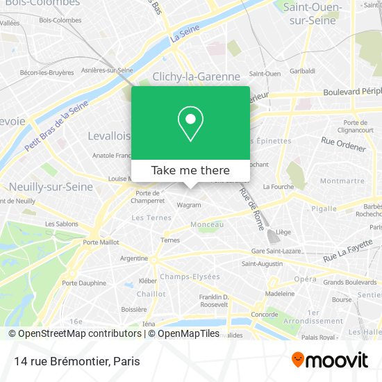 Mapa 14 rue Brémontier